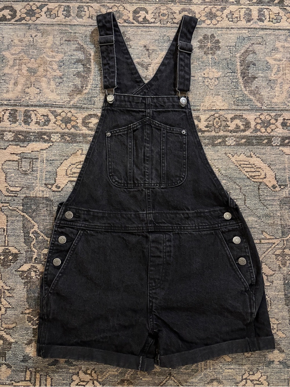 Old Navy Black Denim Short Overalls Size Small